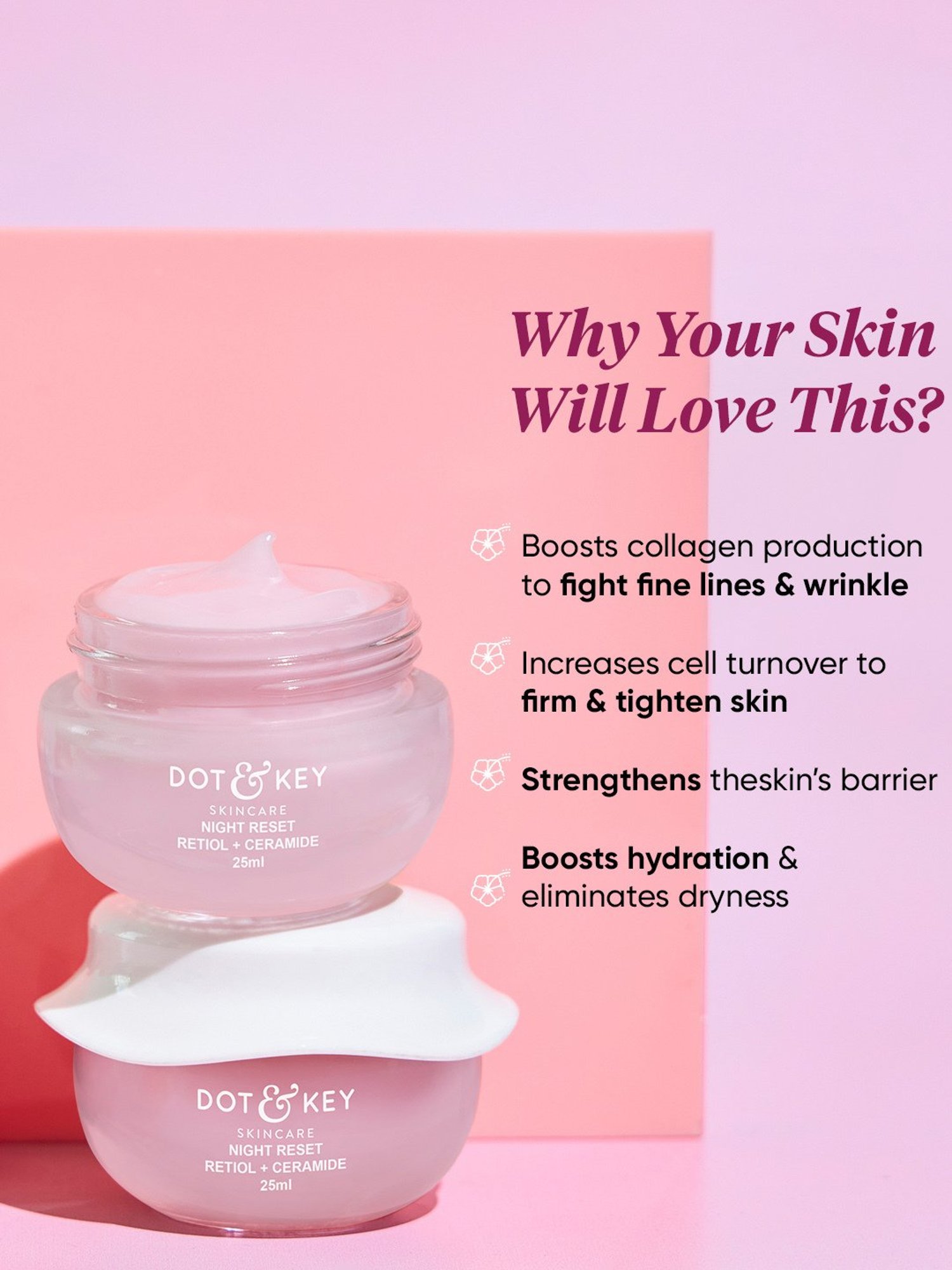 Dot & Key Pink Night Reset Retinol with Ceramide Cream - 25 ml