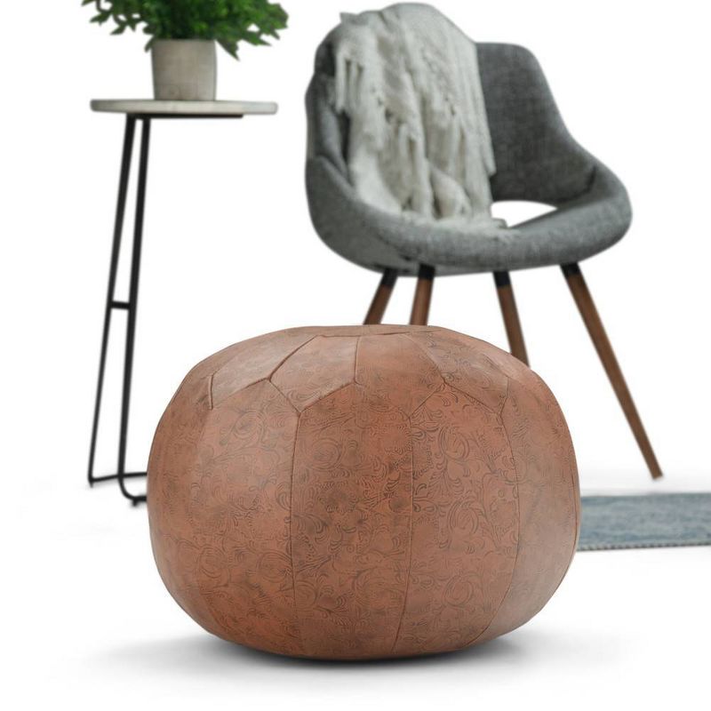 Rogen Round Pouf Brown - WyndenHall