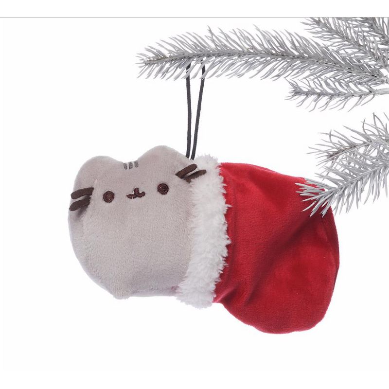 Gund 6" Light Gray Pusheen the Cat in Christmas Stocking Soft Plush Stuffed Animal Toy Holiday Ornament