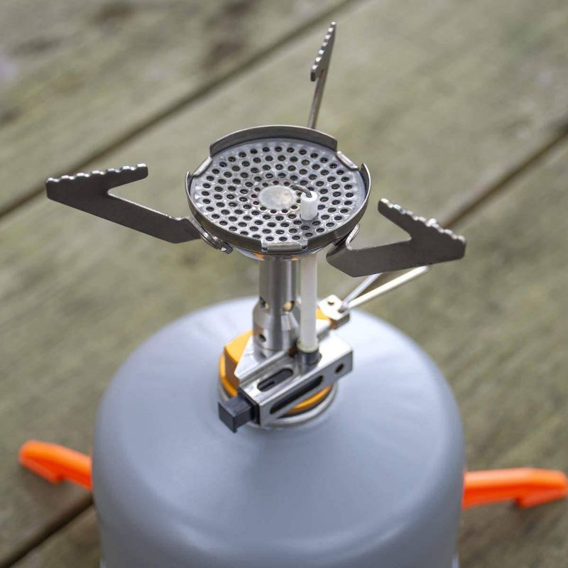 nCamp Portable Stainless Steel Outdoor Camping Stove and Gas Adapter Hose Bundle with Portable Stainless Steel Outdoor Camping Espresso Coffee Maker