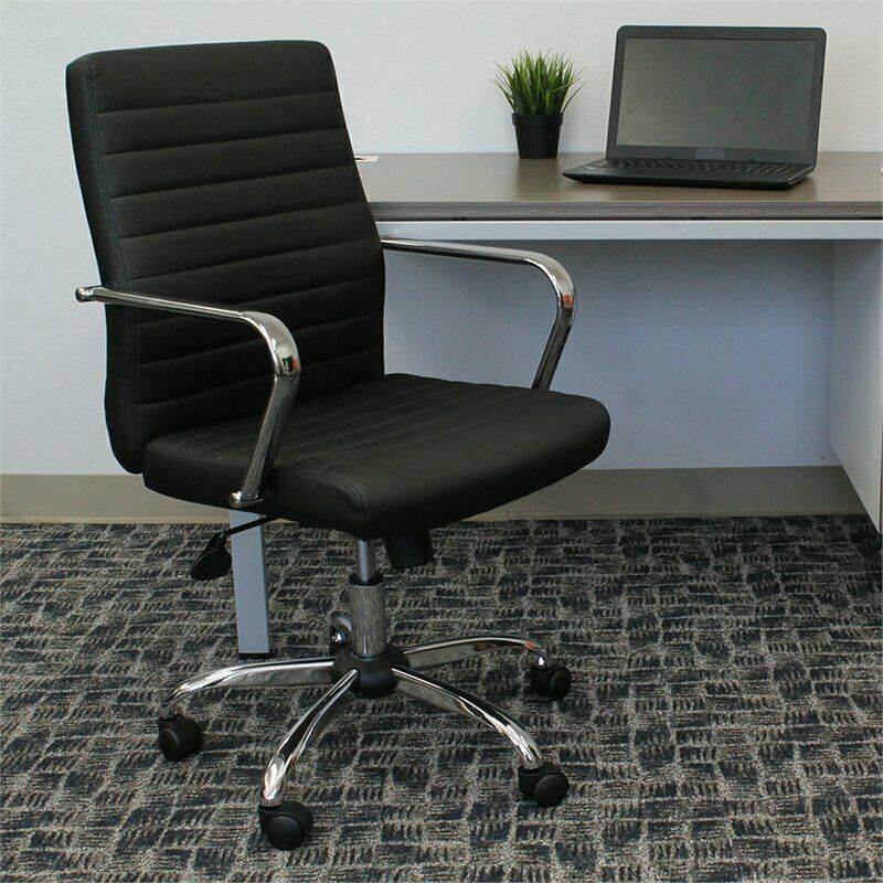 Boss Office Drummond Faux Leather Swivel Office Chair in Black