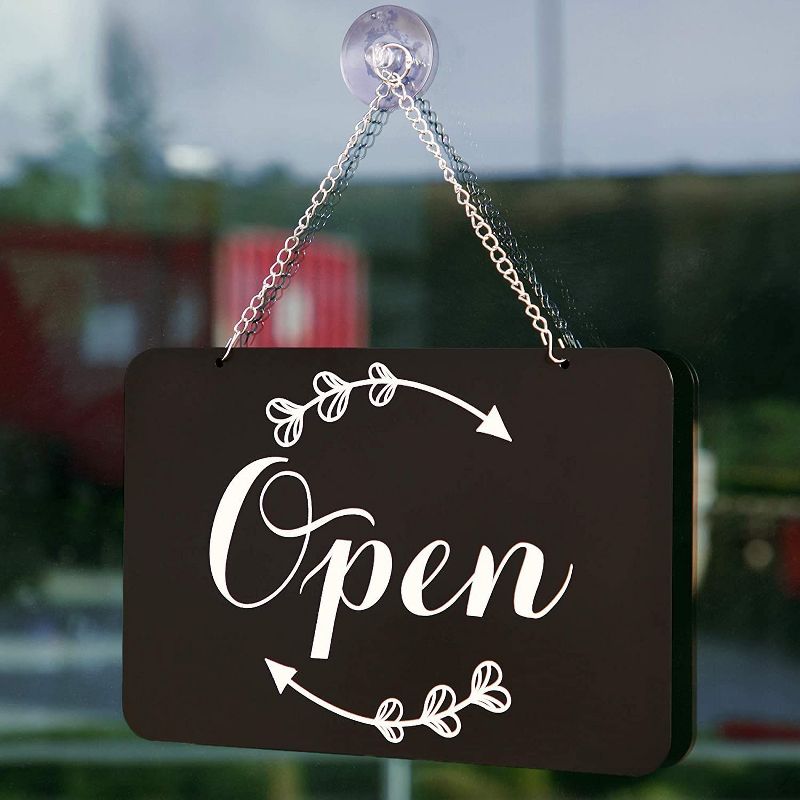 Stockroom Plus Double Sided Open and Closed Sign for Business and Stores, Black (12 x 8 in)