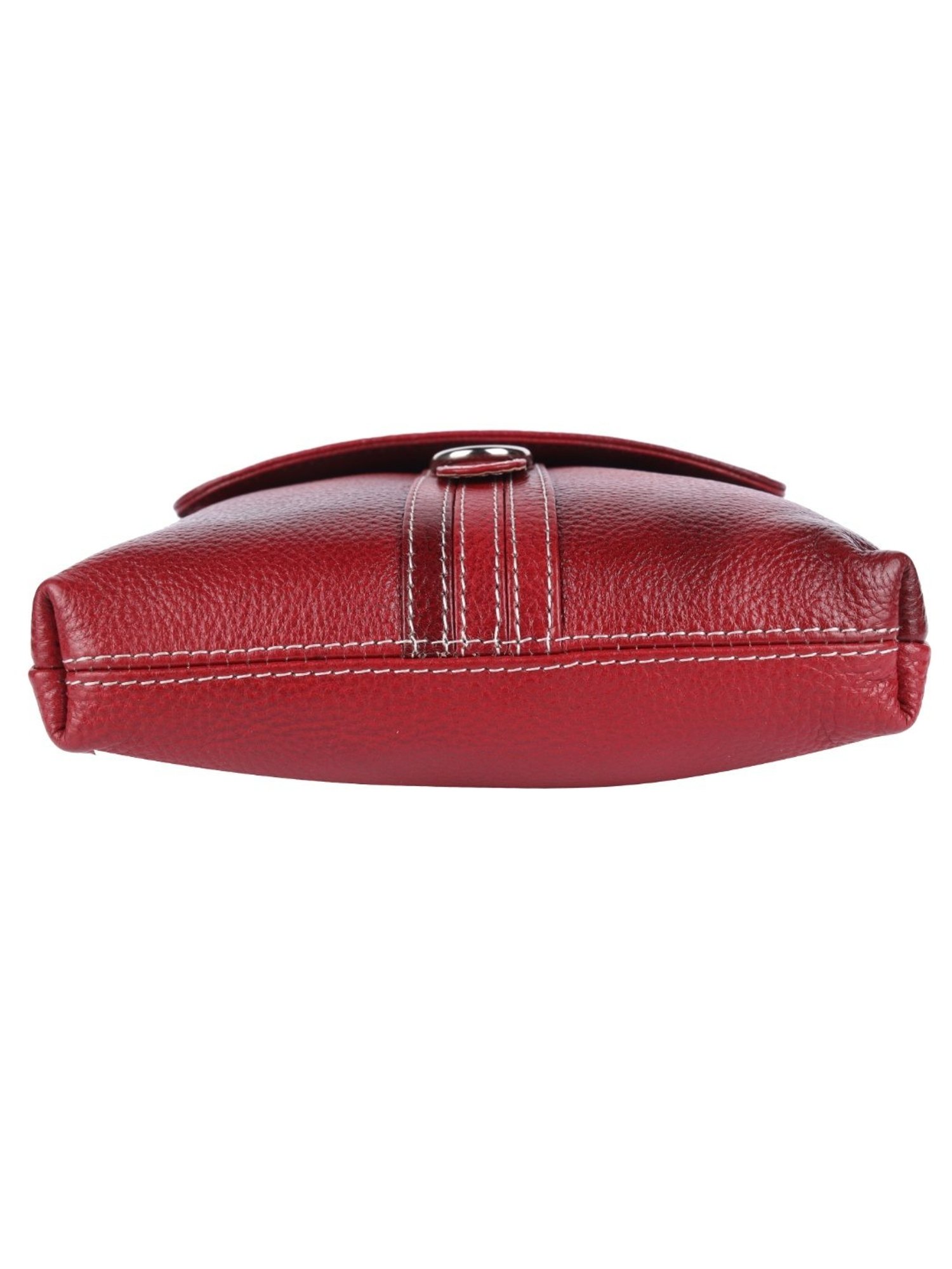 HiLEDER Maroon Textured Medium Leather 8 inch Cross Body Bag