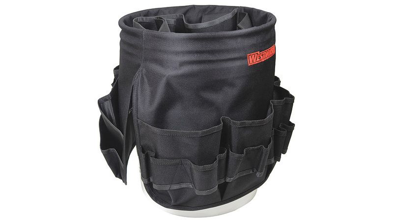 WESTWARD 32PJ51 Bucket Tool Organizer, Polyester, Black