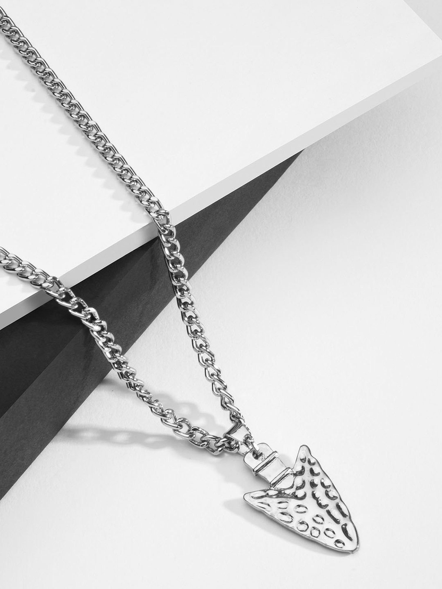 The Bro Code Silver-Plated Hammered Arrow Pendant Necklace for Men