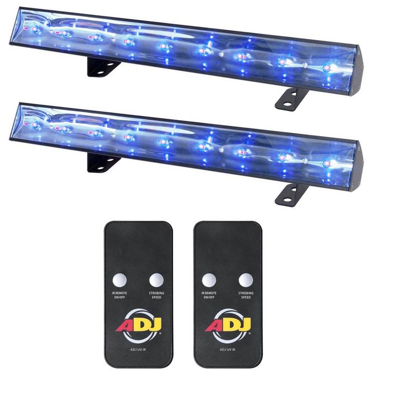 (2) American DJ Eco UV Bar 50 IR Ultraviolet LED Black Light Fixtures w/ Remotes