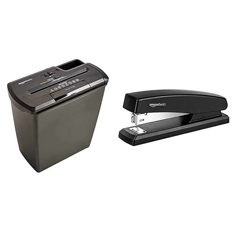 8Sheet StripCut Paper CD and Credit Card Home Office Shredder 10Sheet Capacity NonSlip Office Stapler with 1000 Staples Black