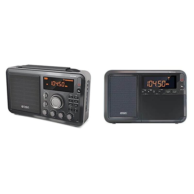 Elite Field AM/FM/Shortwave Desktop Radio with Bluetooth Bundle with  Elite Traveler AM/FM/LW/Shortwave Radio with RDS & Custom Leather Carry Cover