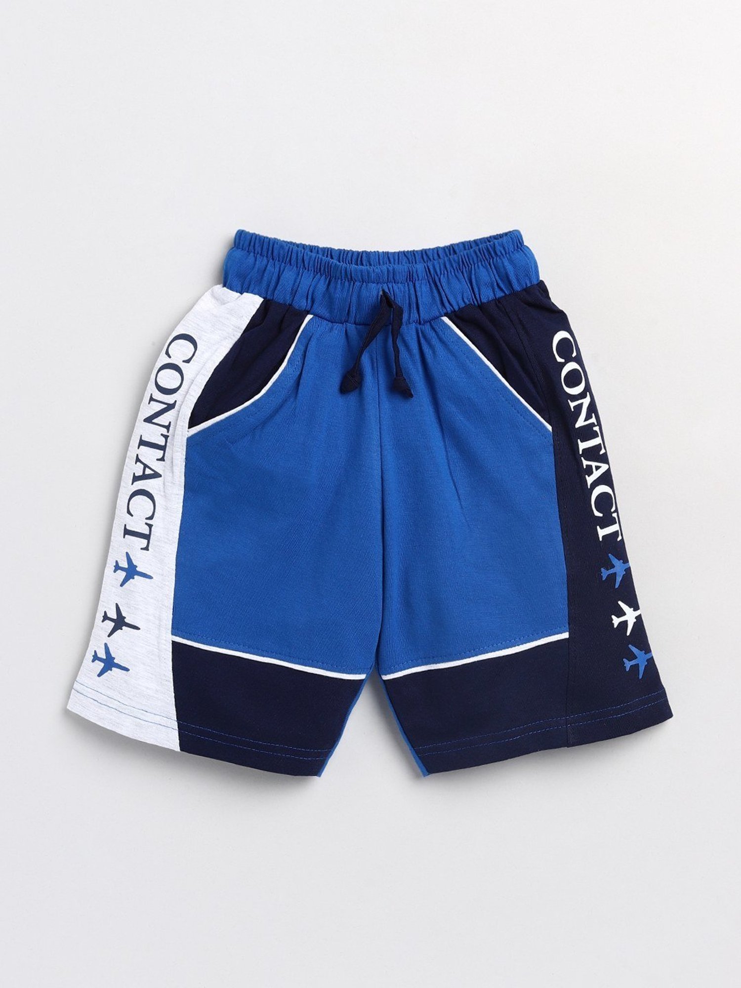 Todd N Teen Kids Blue & White Cotton Printed Bermunda