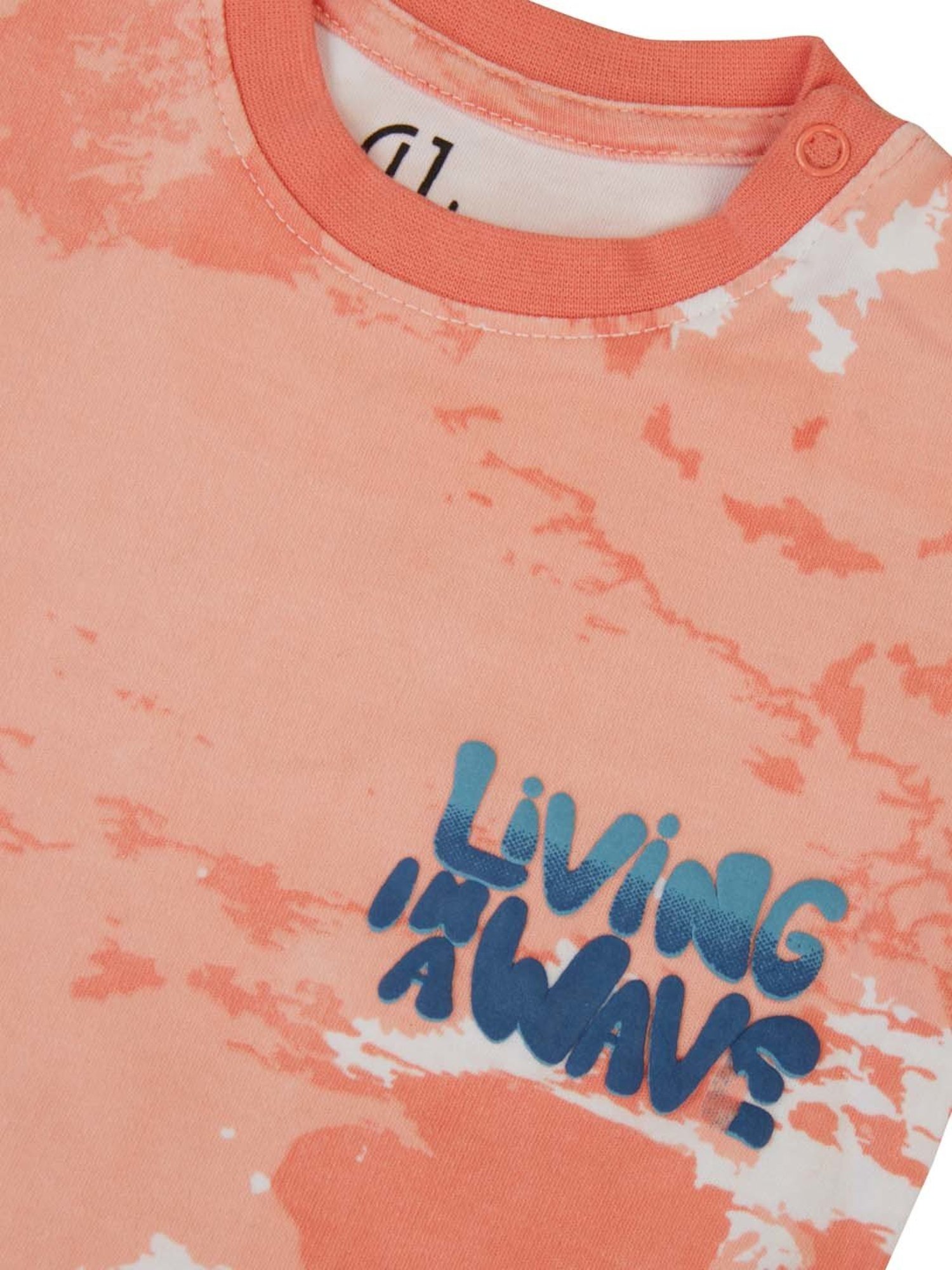 Gini & Jony Kids Peach Printed T-Shirt Set