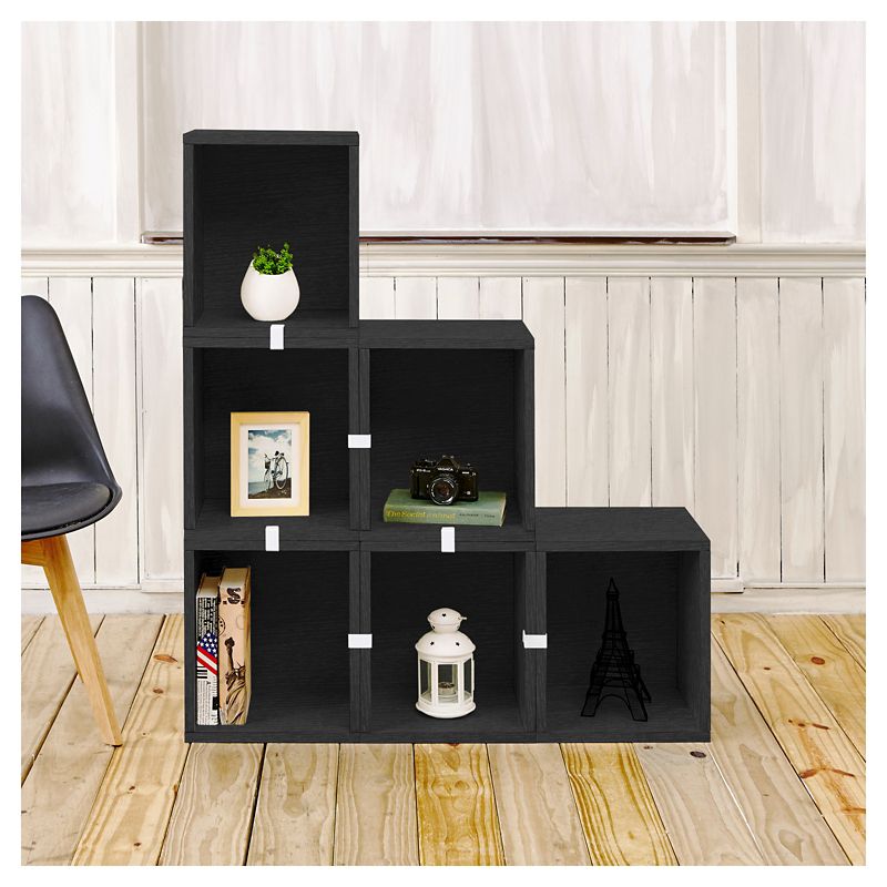Way Basics Stackable Eco Storage Cube Cubby Organizer Black Wood Grain