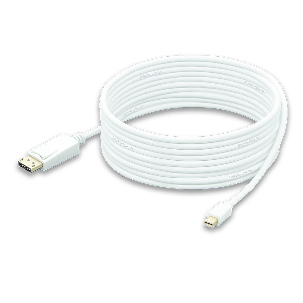SatelliteSale Mini DisplayPort DP to Display Port White Gold Plated Cable 15 ft.