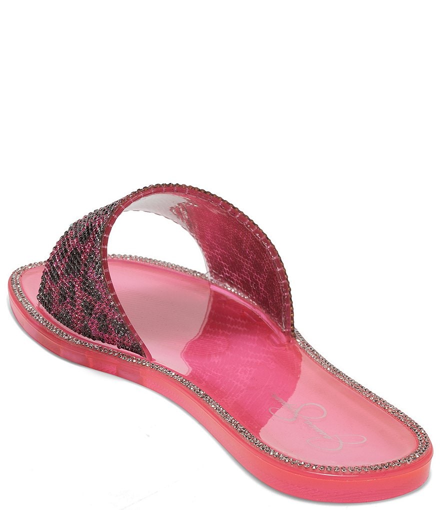 Jessica Simpson Kassime Leopard Print Embellished Jelly Slides