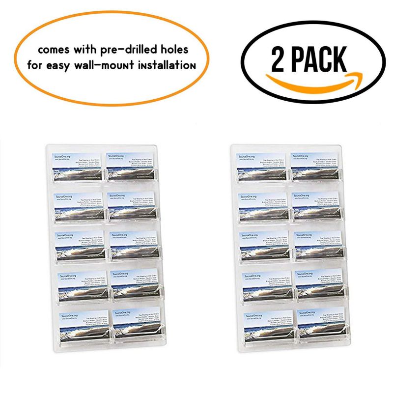 SourceOne Ten Pocket Wall Mount Business Card Holder 2-piece Set