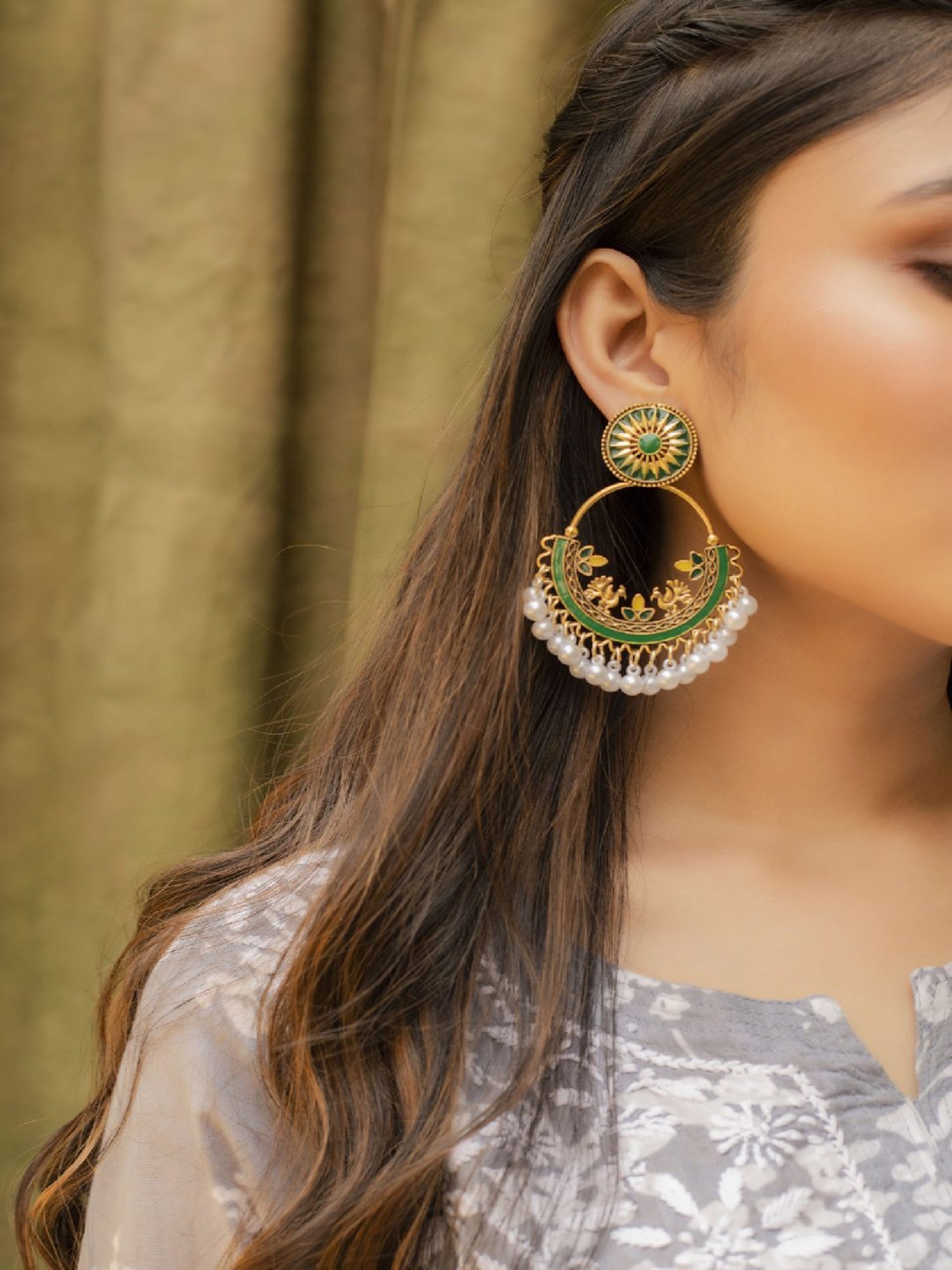 Jewelz Trendy Dangler Earrings Embellished With Small Pearls for Girls & Women