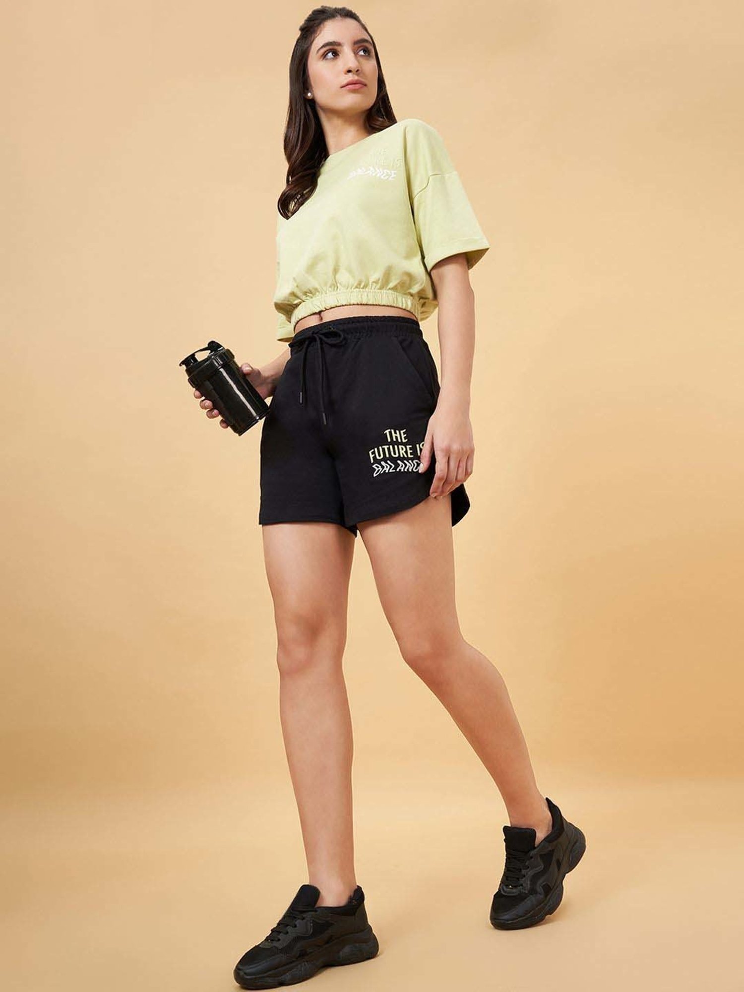 Ajile by Pantaloons Sunny Lime Cotton Printed Crop Top