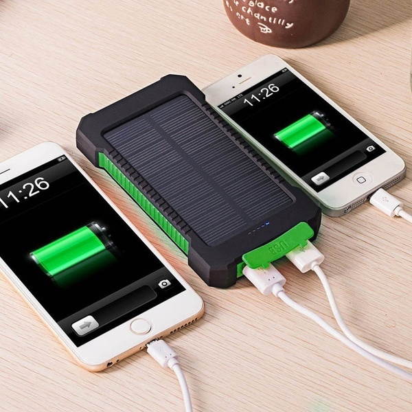 10000mAh Power Bank Waterproof Shock Drop Resistance Dual USB Travel Solar Charger PowerBank For Android Smart Phone