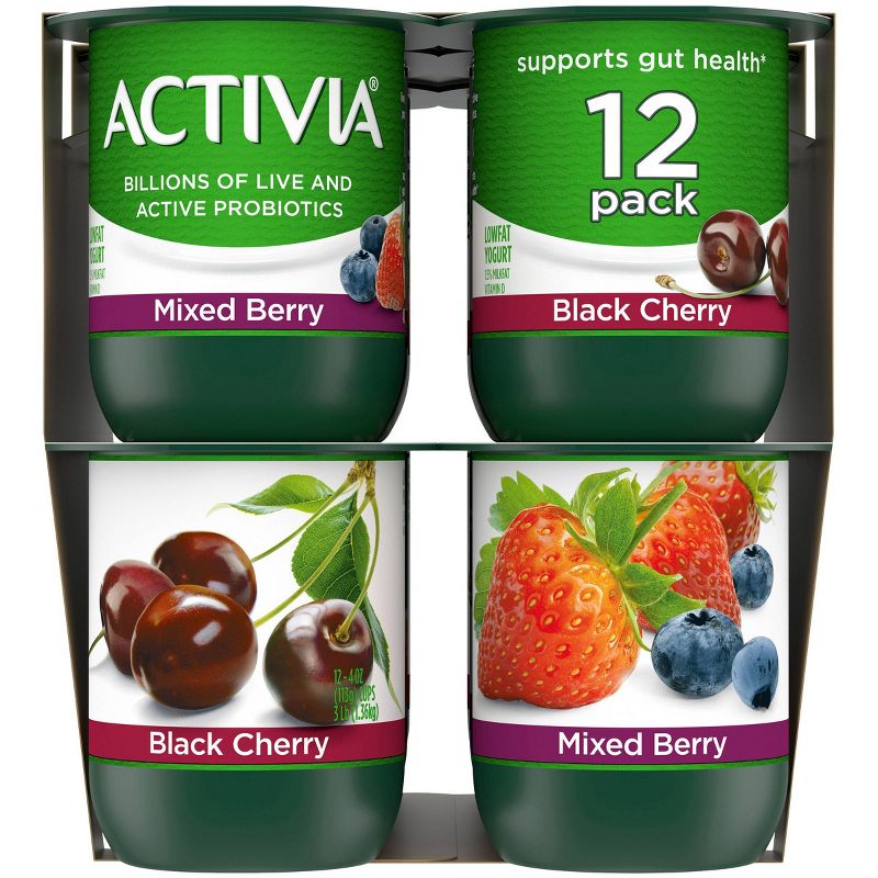 Dannon Activia Mixed Berry/Black Cherry Probiotic Yogurt - 12pk/4oz cups
