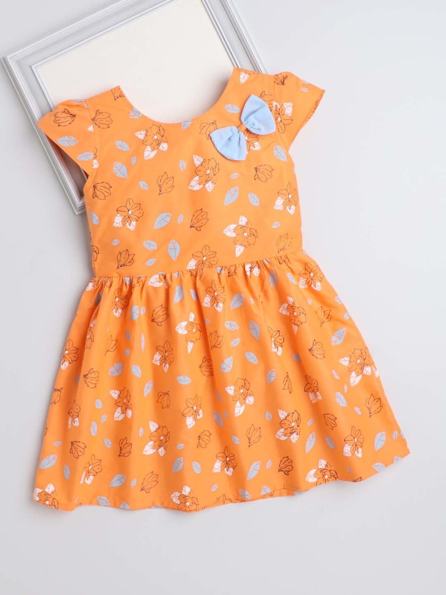 The Magic Wand Kids Orange Floral Print Dress