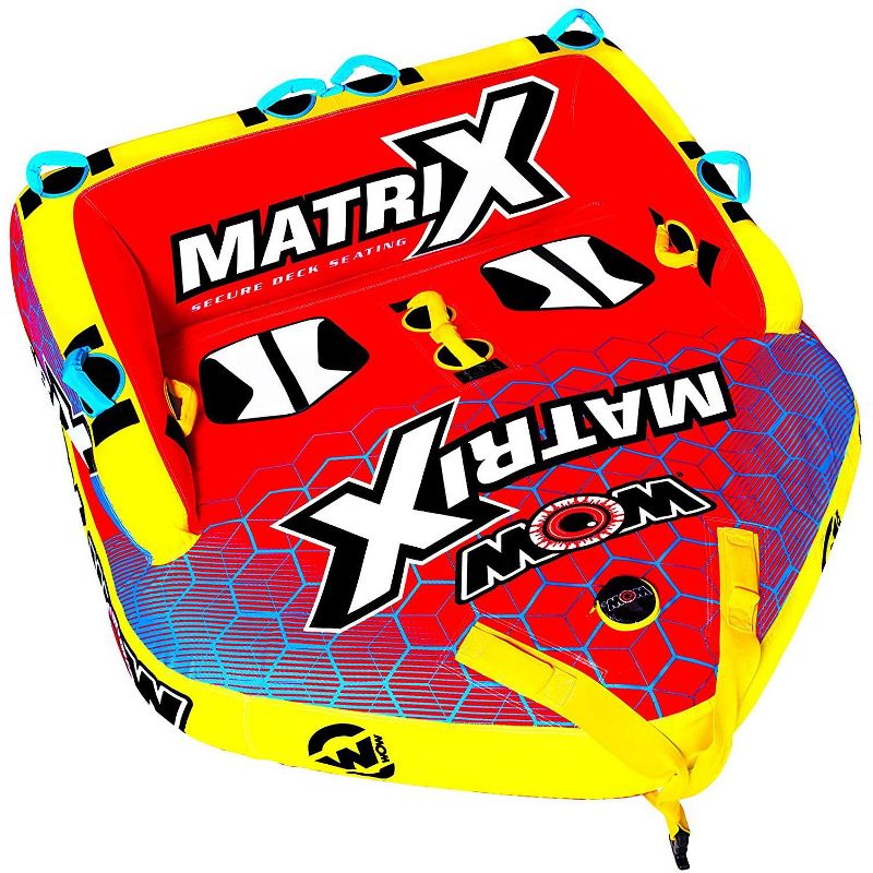 WOW Watersports 1-4 Person Matrix Towable Inflatable Water Boating Deck Tube with Multiple Riding Options