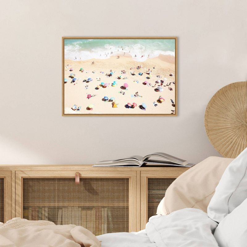 23" x 16" Seaside 1 Beach by Carina Okula Framed Canvas Wall Art - Amanti Art