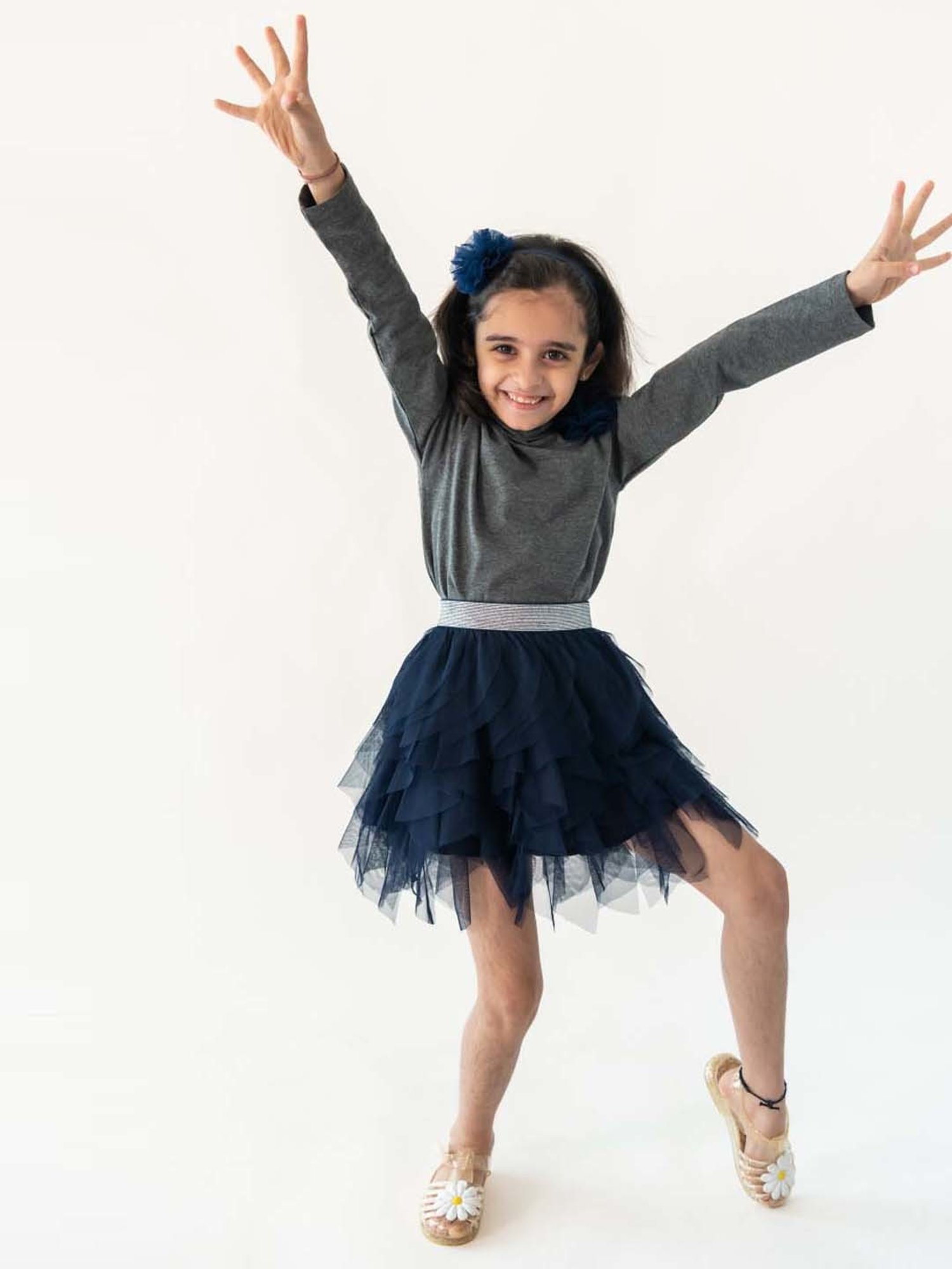 A Little Fable Navy Cotton Regular Fit Full Sleeves Top Set