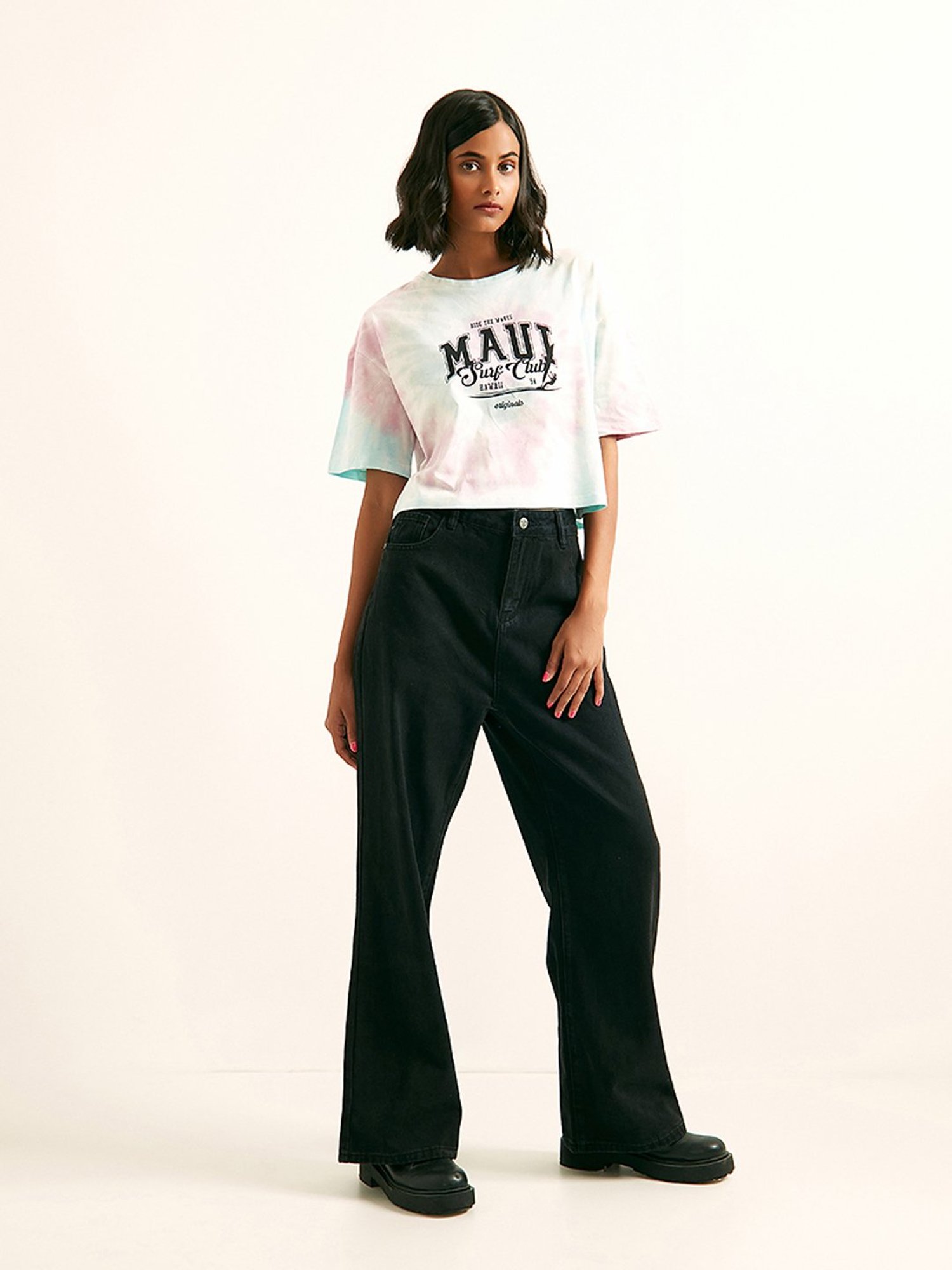 Cover Story Blue & White Textured T-Shirt