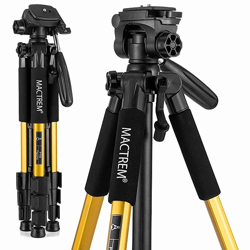 PT55 Travel Camera Tripod Lightweight Aluminum for DSLR SLR Canon Nikon Sony Olympus DV with Carry Bag 11 lbs5kg Load Gold