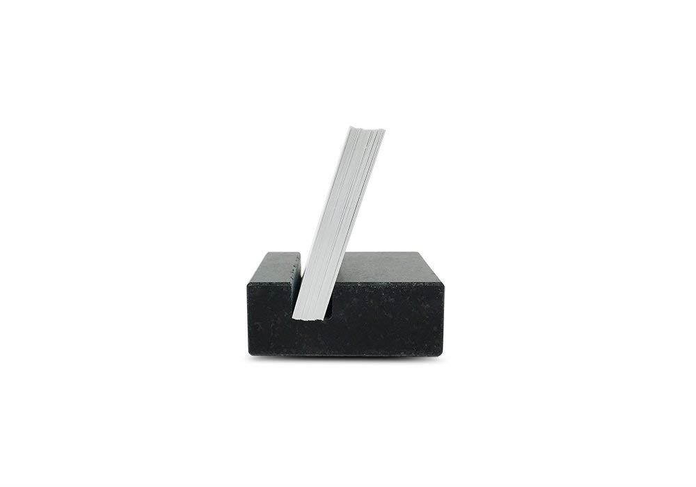 Square Business Card Holder Black Absolute Granite
