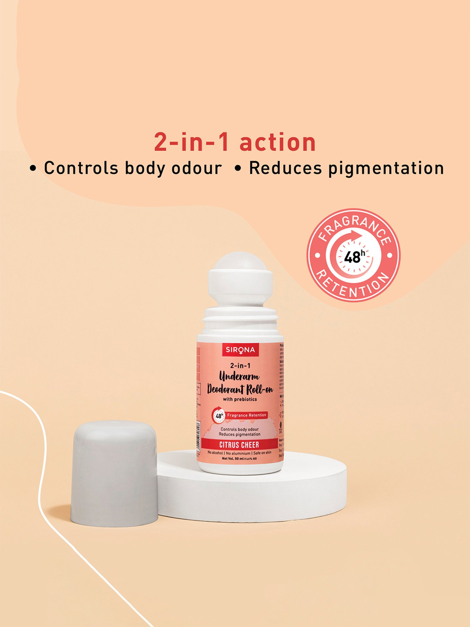 Sirona 2-in-1 Underarm Deodorant Roll On - 50 ml