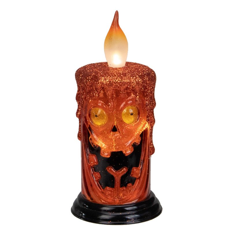 Kurt S. Adler 5.25" Battery Operated Orange Scary Face Halloween LED Candle