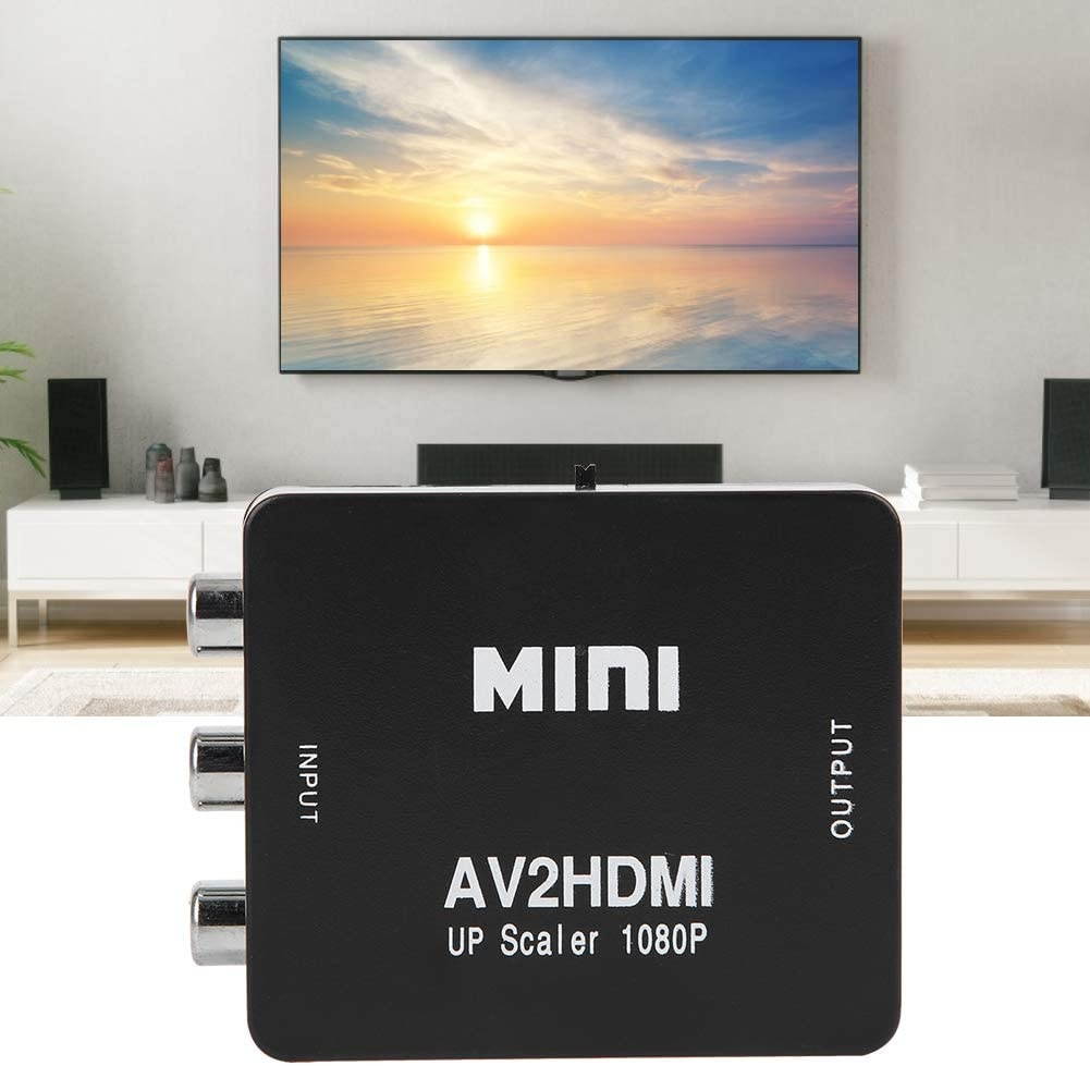 Atyhao AV to HDMI Converter - Mini AV to HDMI 1080P 60HZ Output High Definition Adapter Video Converter with USB Cable(Black)