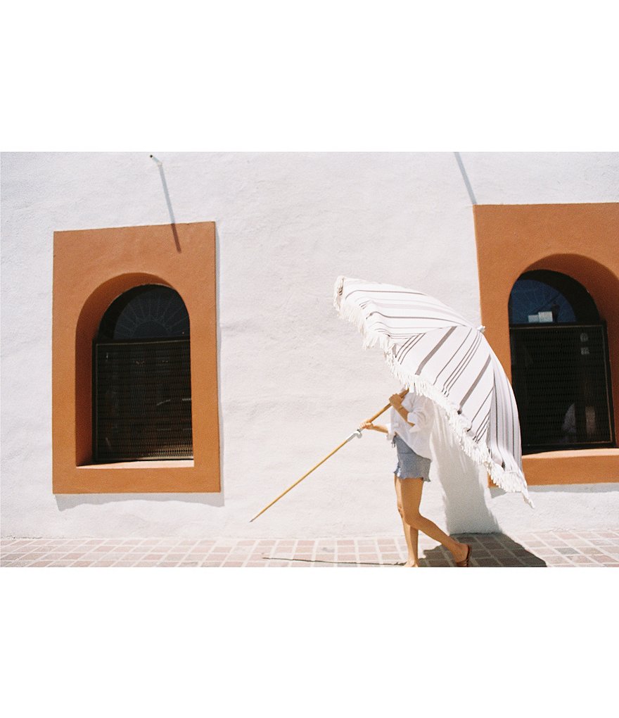 business & pleasure Vintage Black Stripe Premium Beach Umbrella