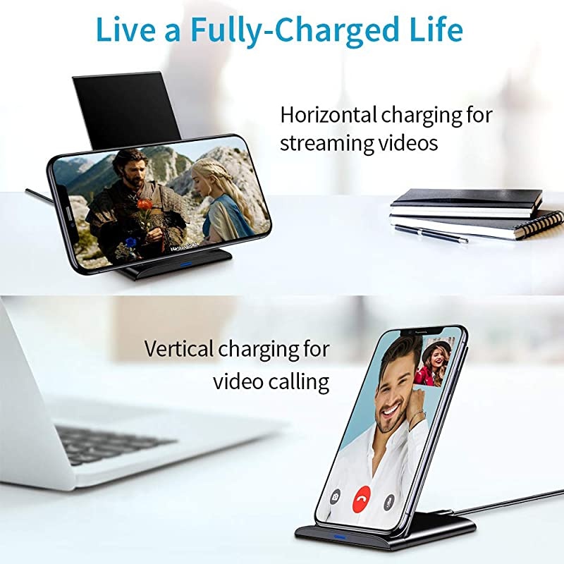 Fast Wireless Charger, Lift Wireless Charging Stand, Qi-Certified, 7.5W for iPhone 11/11 Pro/11 Pro Max/XR/XS, 10W for Galaxy S10/S10+/Note10, 5W for Google Pixel 4 & All Qi-Compatible Phones