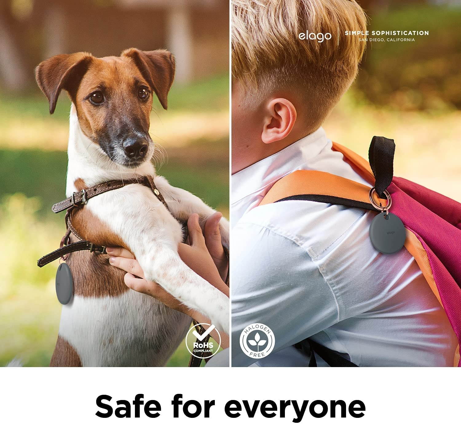 elago Basic Case Compatible with AirTag Keychain - Full Protection, Keychain Included, Slim and Simple Design, Premium Food Grade Silicone, Scratch-Free, Safe for Kids and Pets [Dark Gray]