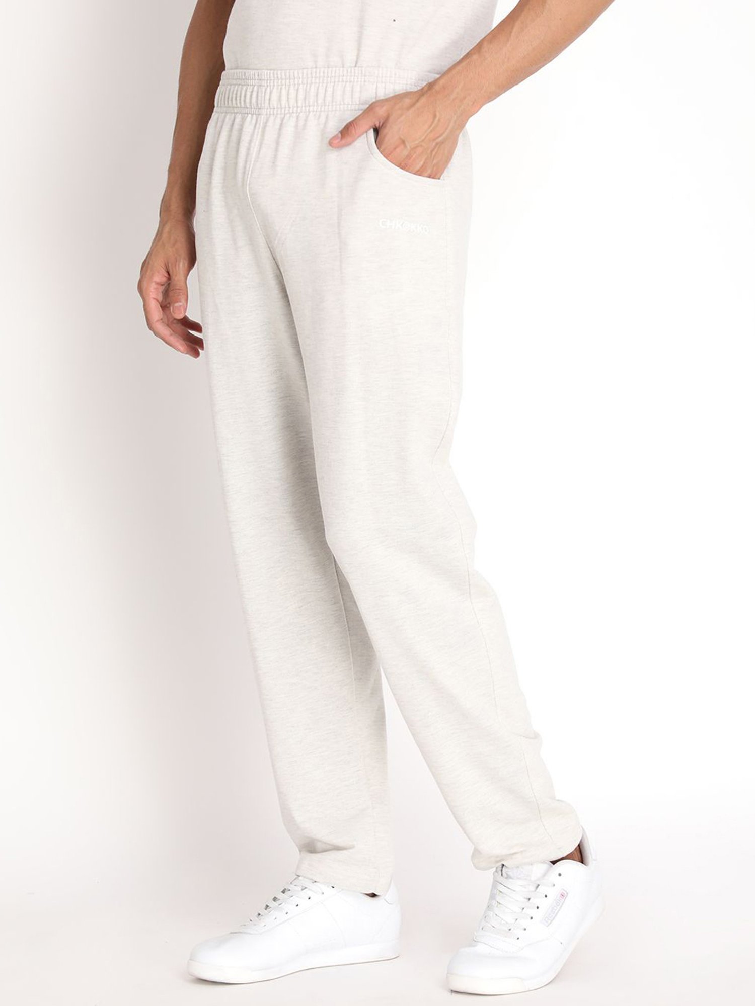 Chkokko Off White Cotton Relaxed Fit Track Pants