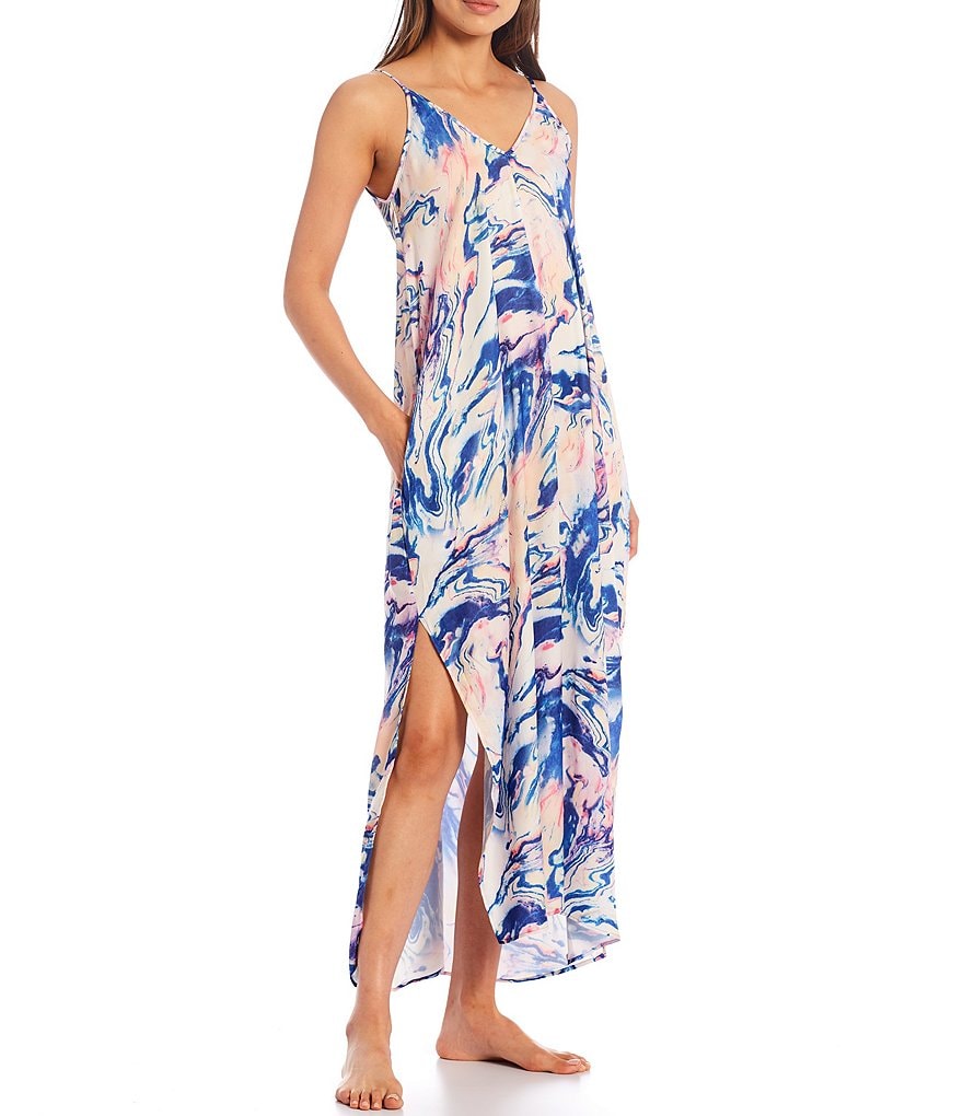 Papinelle Dot Print Modal Pleat Front Nightgown