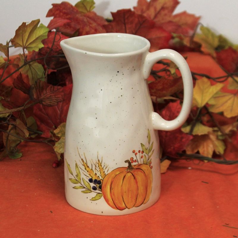 Tabletop 8.5" Thankful Harvest Pitcher Thanksgiving Pumpkin Burton & Burton  -  Beverage Servers