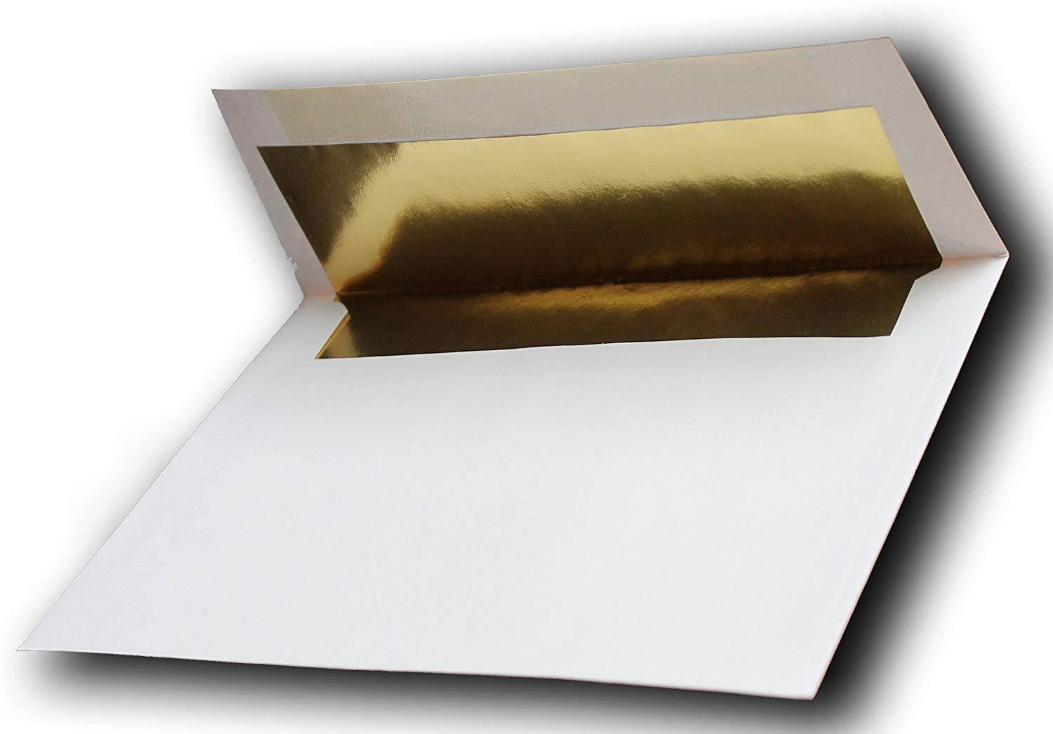 Gold Foil-Lined A2 White Envelopes 25 Pack for 4-1/8 X 5-1/2 Wedding Enclosures Response Cards from The Envelope Gallery