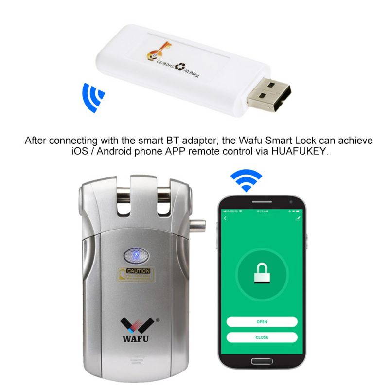 WAFU Smart Lock BT Wireless Adapter 433MHz APP Remote Control for WAFU Wireless Smart Remote Door Lock, Security Invisible Door Lock