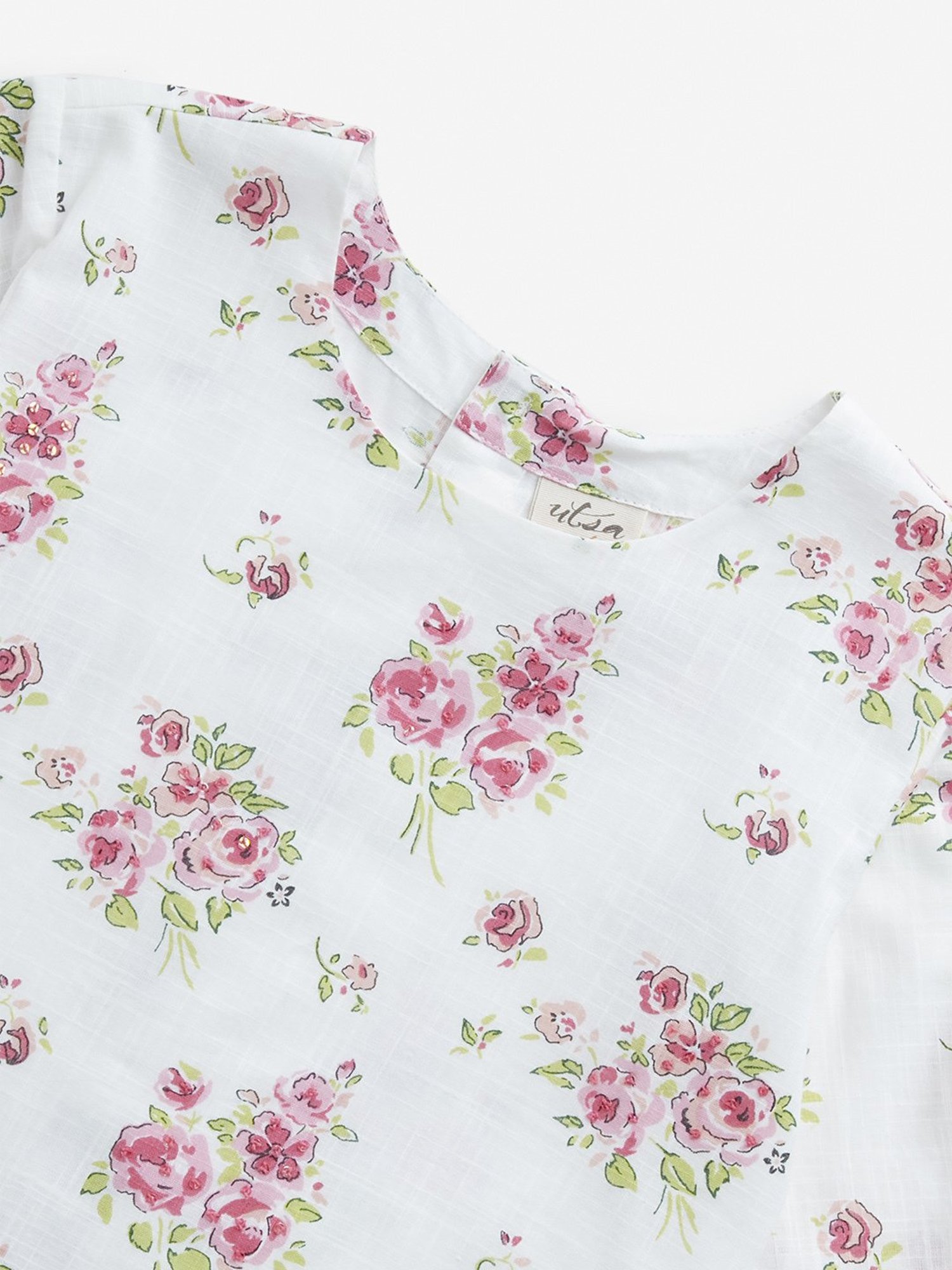 Utsa Kids by Westside White Floral Design Cotton Top