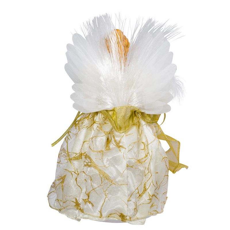 Kurt Adler 12" CUL Ivory and Gold Fiber Optic LED Angel Treetop