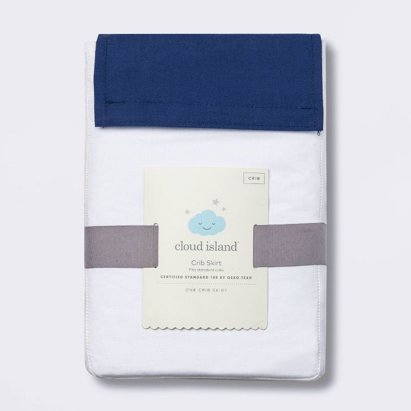 Crib Skirt Pleated - Cloud Island™ Navy/White