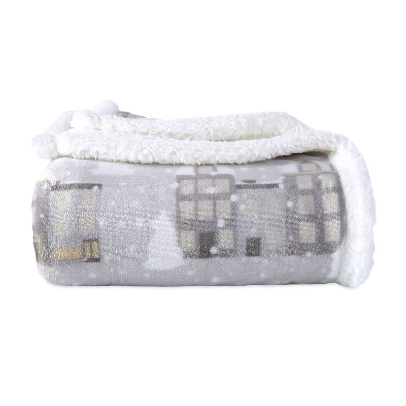 50"x60" Holiday Village Reversible Throw Blanket Gray - Better Living