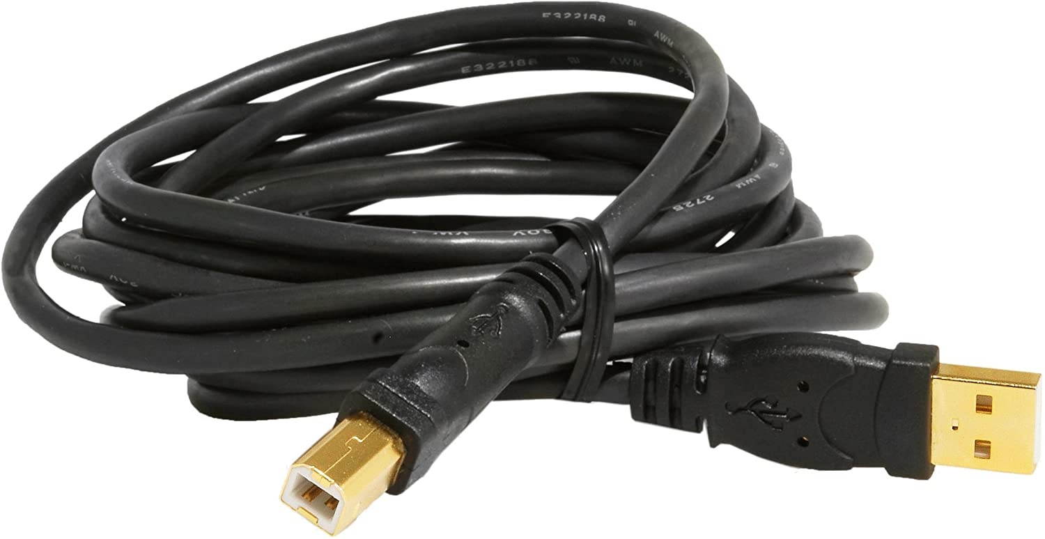 Mediabridge USB 2.0 - A Male to B Male Cable (16 Feet) - High-Speed with Gold-Plated Connectors - Black