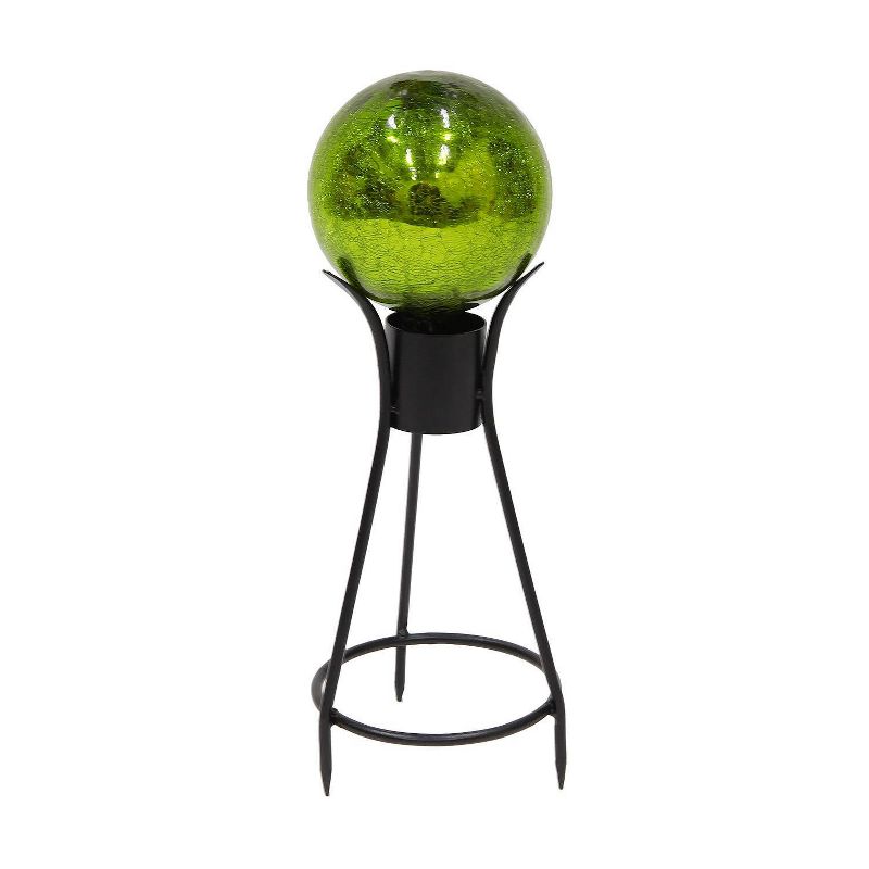 13.75" Iron Trestle III Spiked Gazing Globe Ball Stand Black Powder Coat Finish - ACHLA Designs