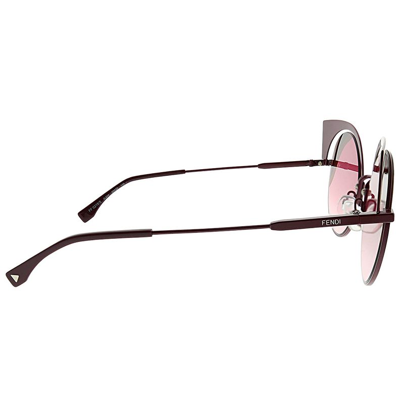 Fendi Hypnoshine FF 0215 0L9 Womens Round Sunglasses Burgandy Yellow Striped 53mm