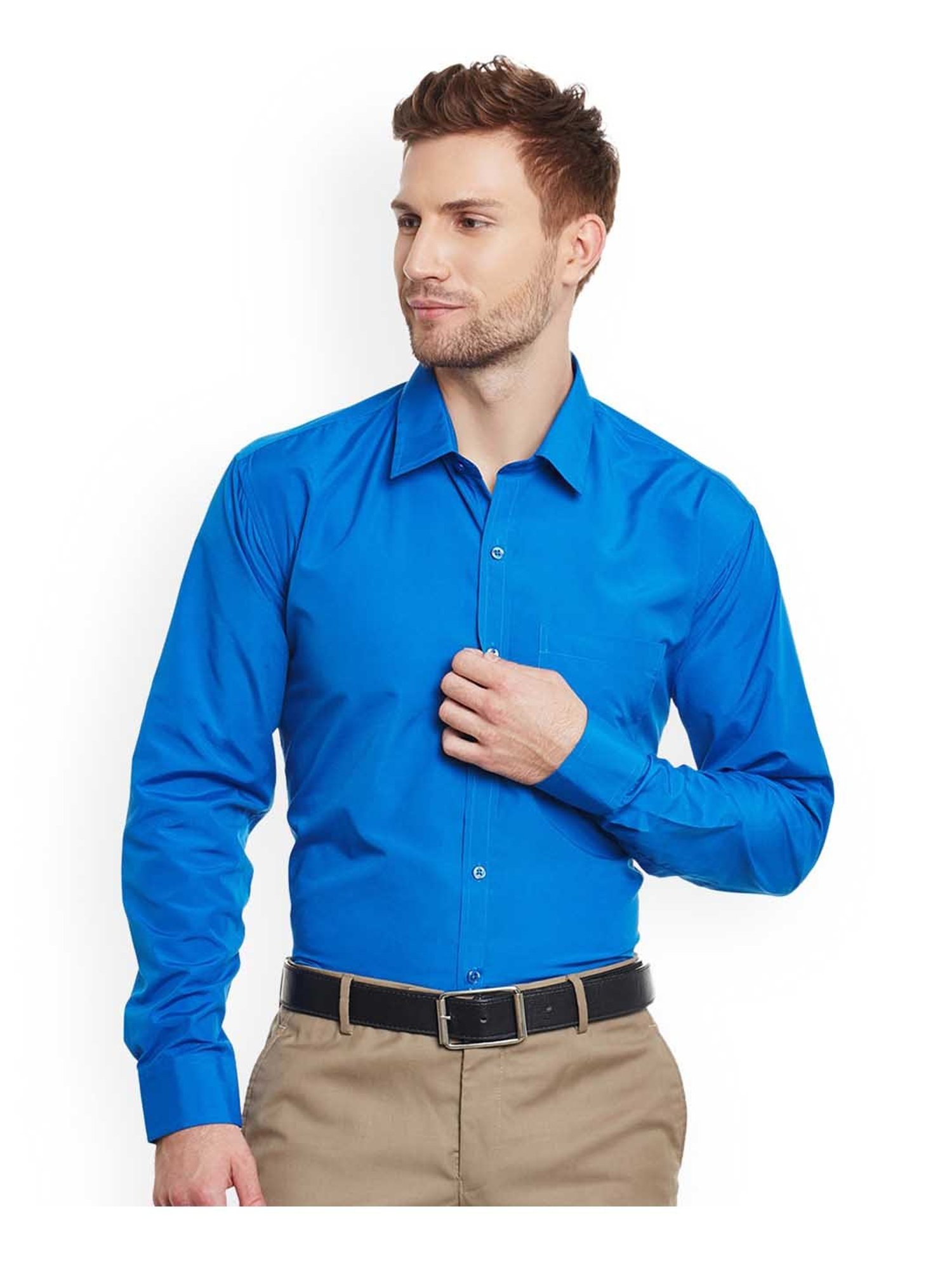 English Navy Turquoise Slim Fit Shirt