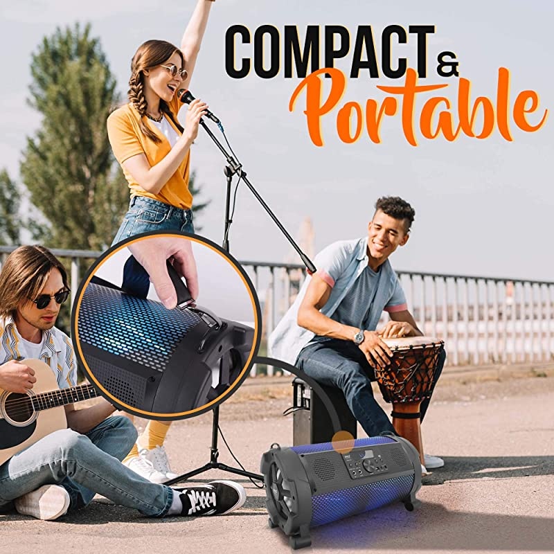 Wireless Portable Bluetooth Boombox Speaker 500W 21Ch Rechargeable Boom Box Speaker Portable Barrel Loud Stereo System with Flashing LED Digital LCD Display AUX USB 14quot Mic IN  PBMSPG180