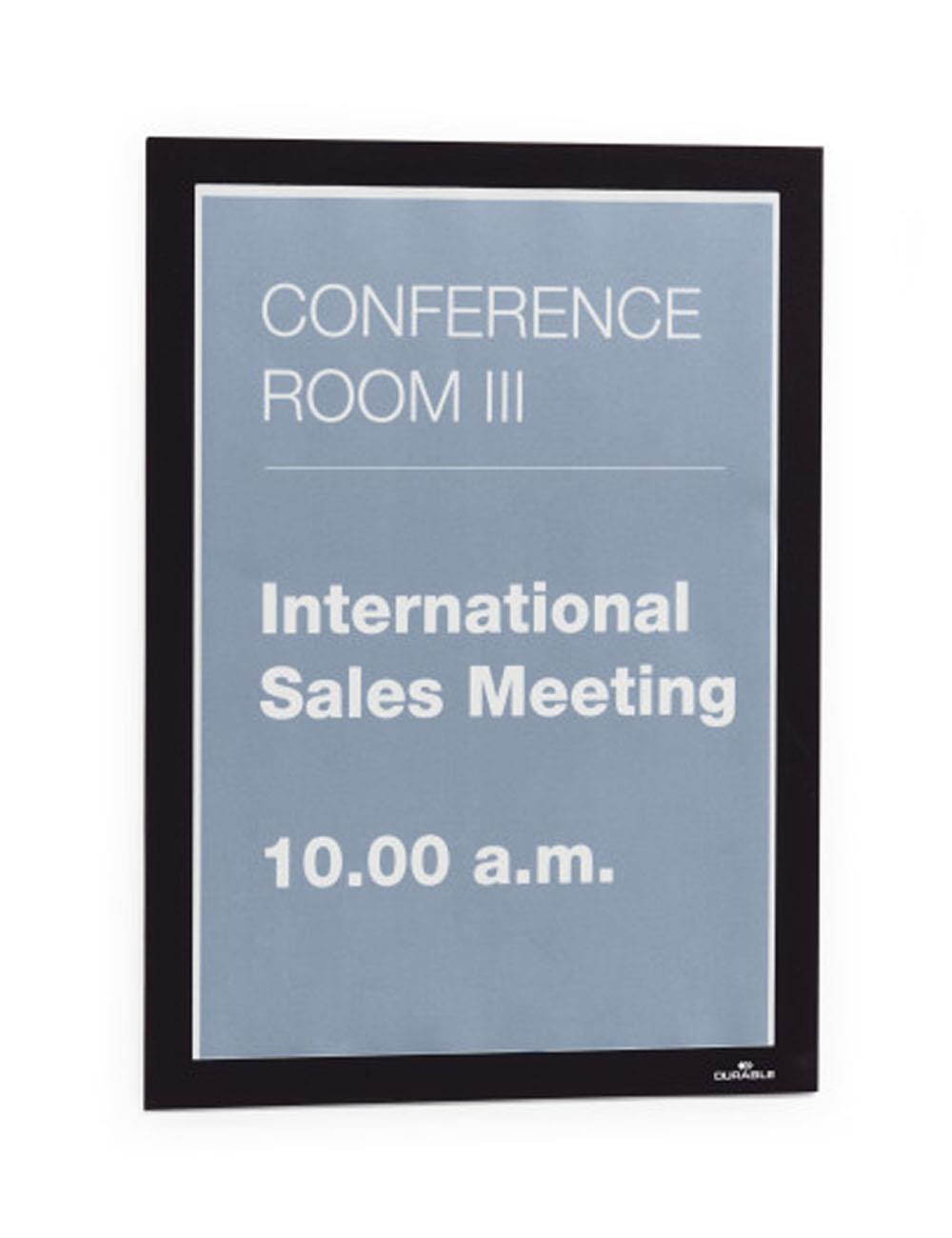 Durable Duraframe Sign Holder, 8 1/2 X 11, Black Frame, 2 Per Pack 476801